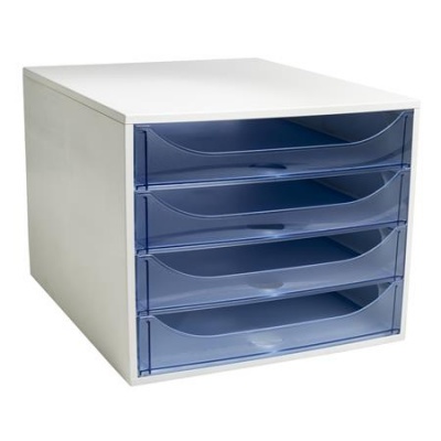 Irattároló, műanyag, 4 fiókos, EXACOMPTA "Ecobox Linicolor", jégkék