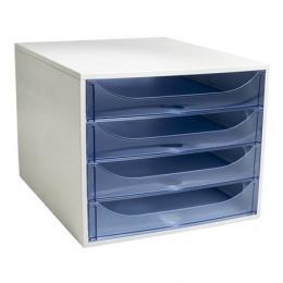 Irattároló, műanyag, 4 fiókos, EXACOMPTA "Ecobox Linicolor", jégkék